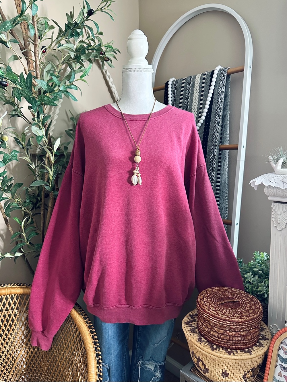 Vintage Fruit of the Loom Pink Crewneck Sweatshirt 2XL